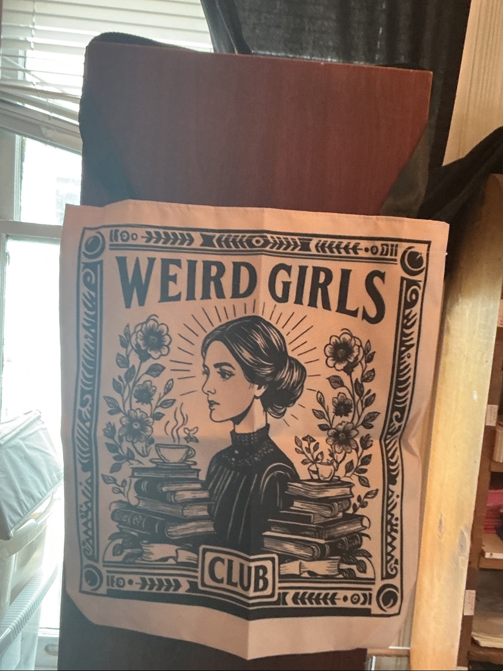 Tote Bag - Beige with Black 'Weird Girls Club' Print